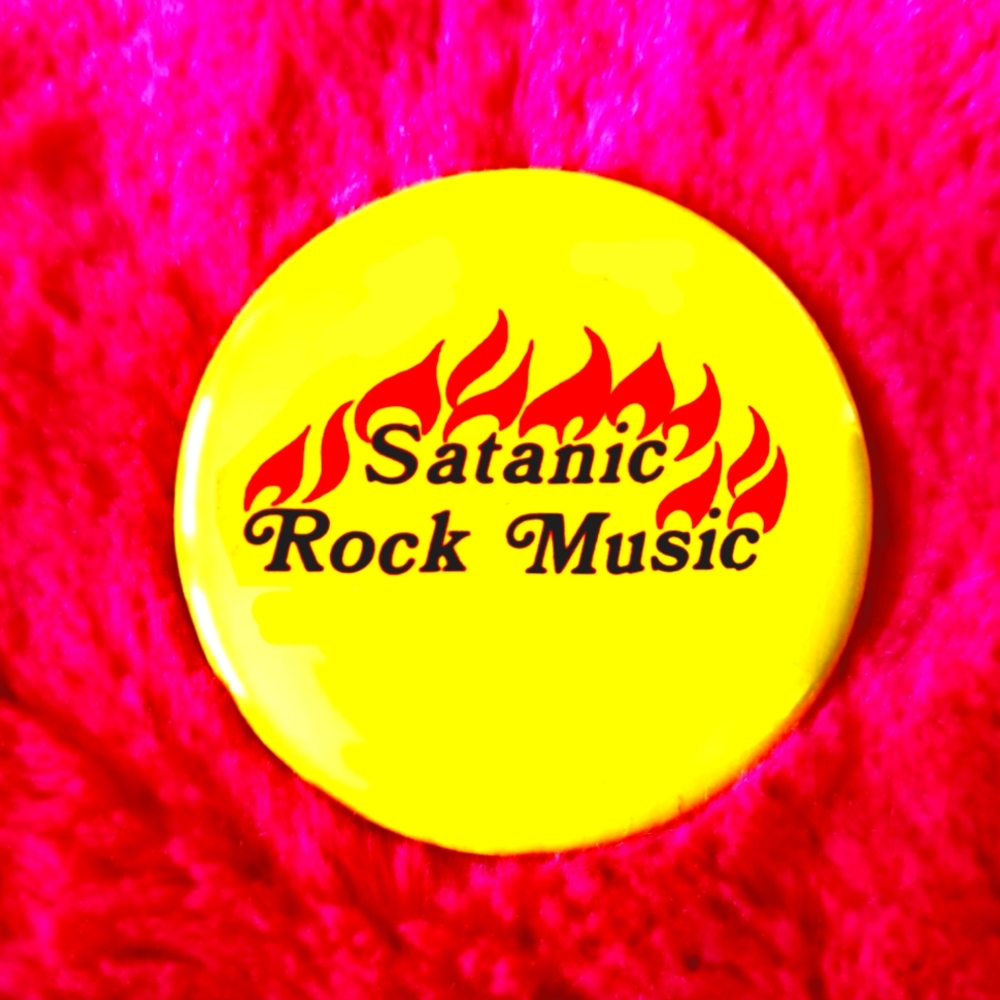 2.25 inch satanic rock music button badge pin